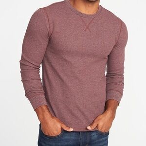 Old Navy Soft Washed Waffle Knit Thermal Crew Neck Long Sleeve Tee NEW!
